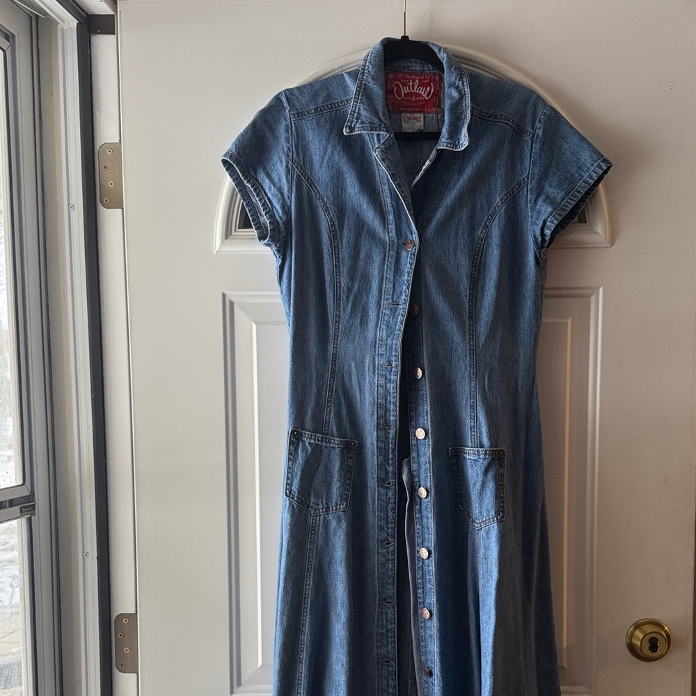 Vintage Blue Denim Maxi Dress
